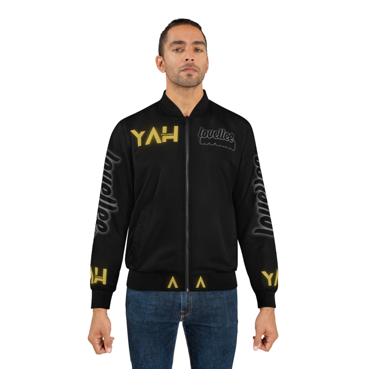 Alpha Yah Black on Black MEN Bomber Jacket