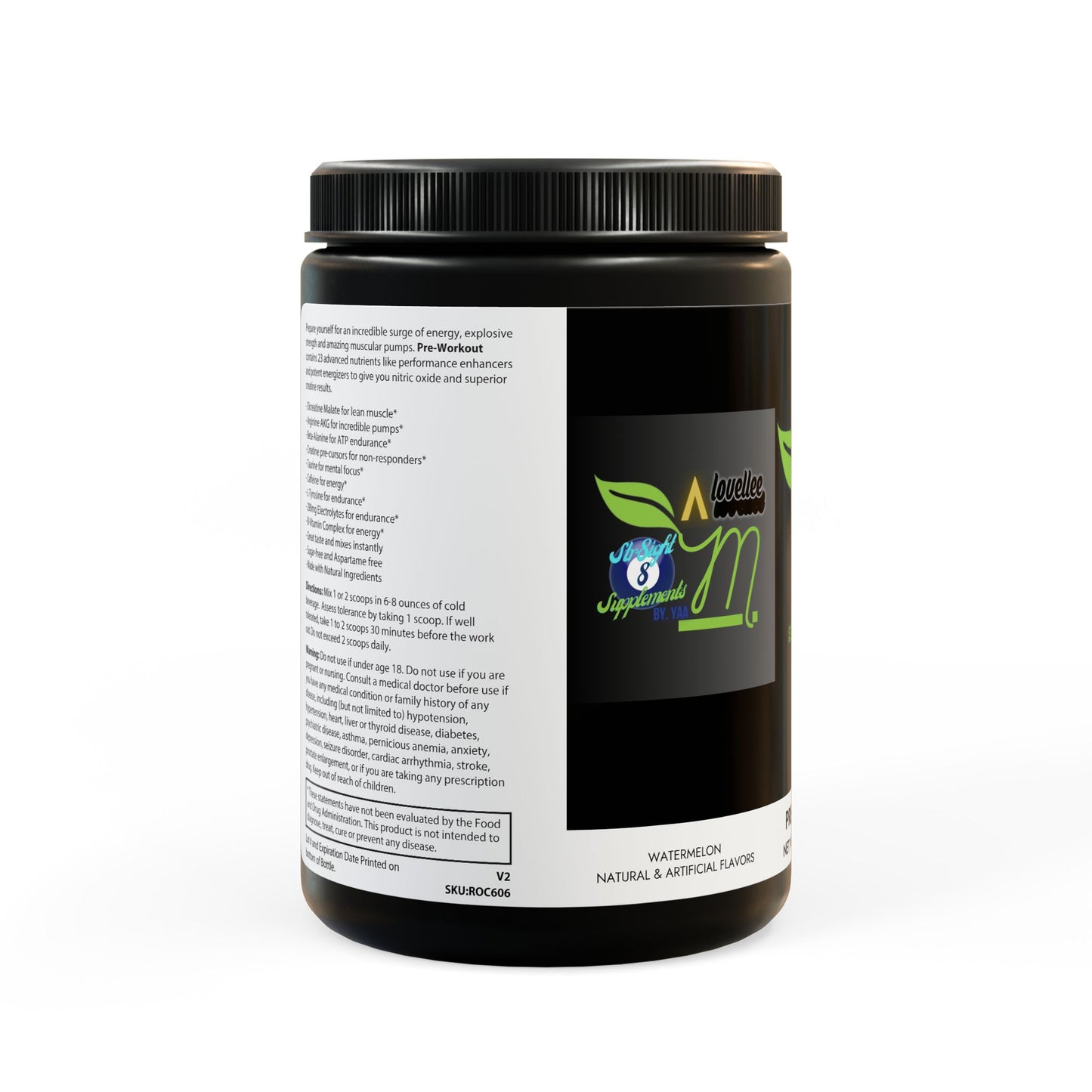 Str8ight 8 Master Pre-Workout Supplement, Watermelon (300g, 10.58oz)