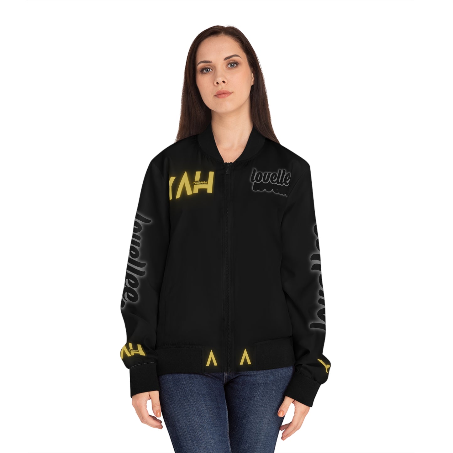 Alpha Yah Black on Black Bomber Jacket WOMEN